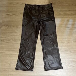 Banana Republic Roasted Cacao Vegan Leather Cropped Bootcut Pants Size 6/28